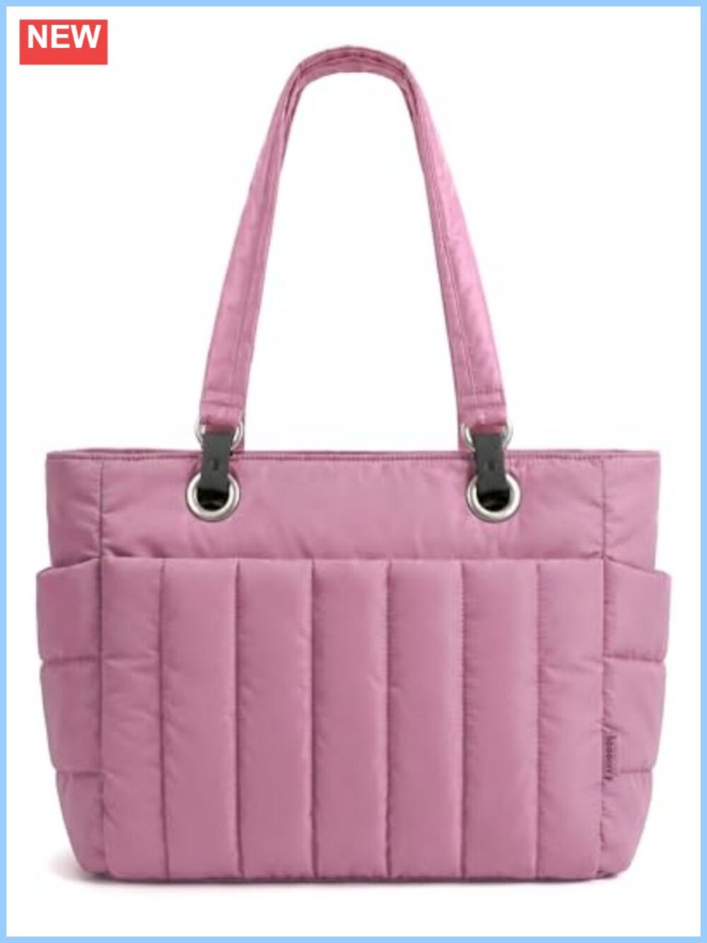Quilted Puffer Tote Bag Lightweight Shoulder Work Handbag 40oz Tumbler